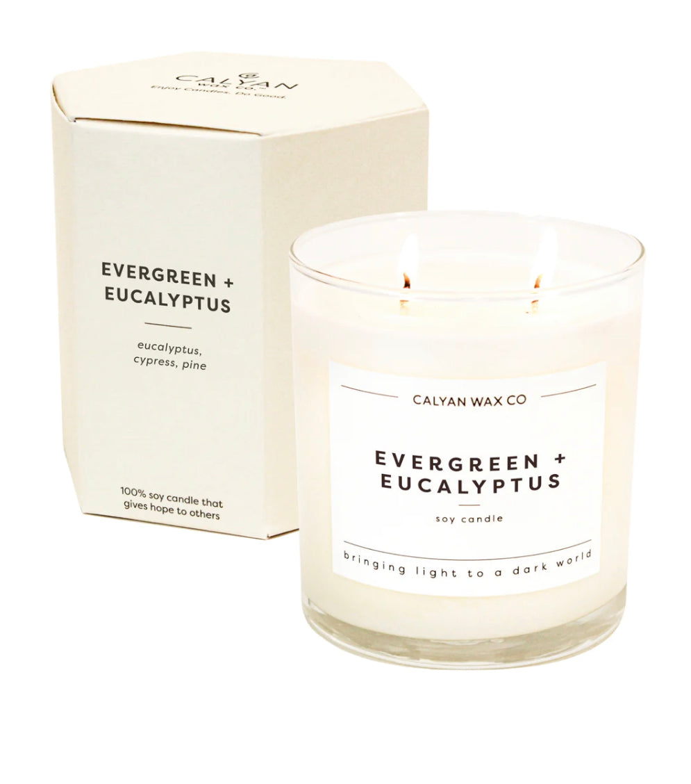 Evergreen + Eucalyptus Glass Tumbler Soy Candle