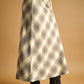 Ecru/Blue Plaid Printed Stretch Maxi Skirt