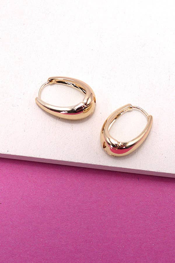 Gold Oval Chunky Huggie Hoops