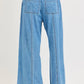 Denim Pull On Wide-Leg Pants