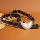 Heart Buckle Braided Vegan Leather Belt