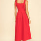 Red Ribbon Midi Sleeve Dress