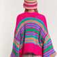 Neon Multi Chunky Knit Striped Open Cardigan