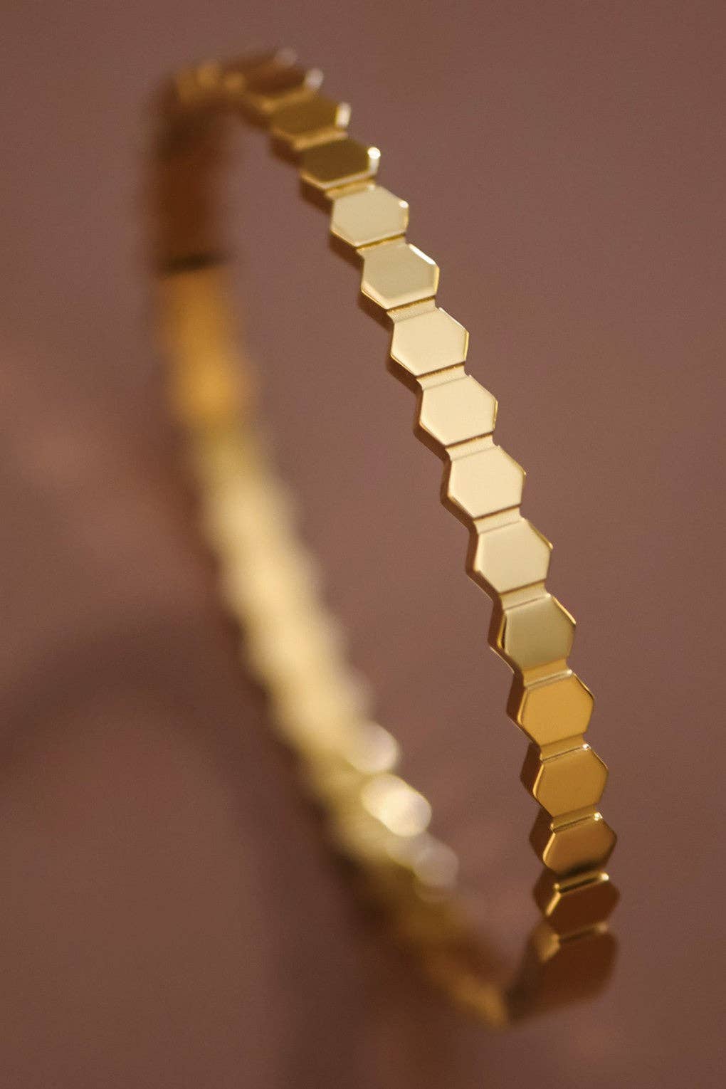 18K Gold Plated Hexagon Stainless Steel Bangle
