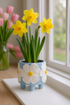 Blue Footed White Flower Planter