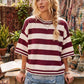 Gameday Maroon/White Stripe Knit Oversized Top