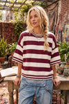Gameday Maroon/White Stripe Knit Oversized Top