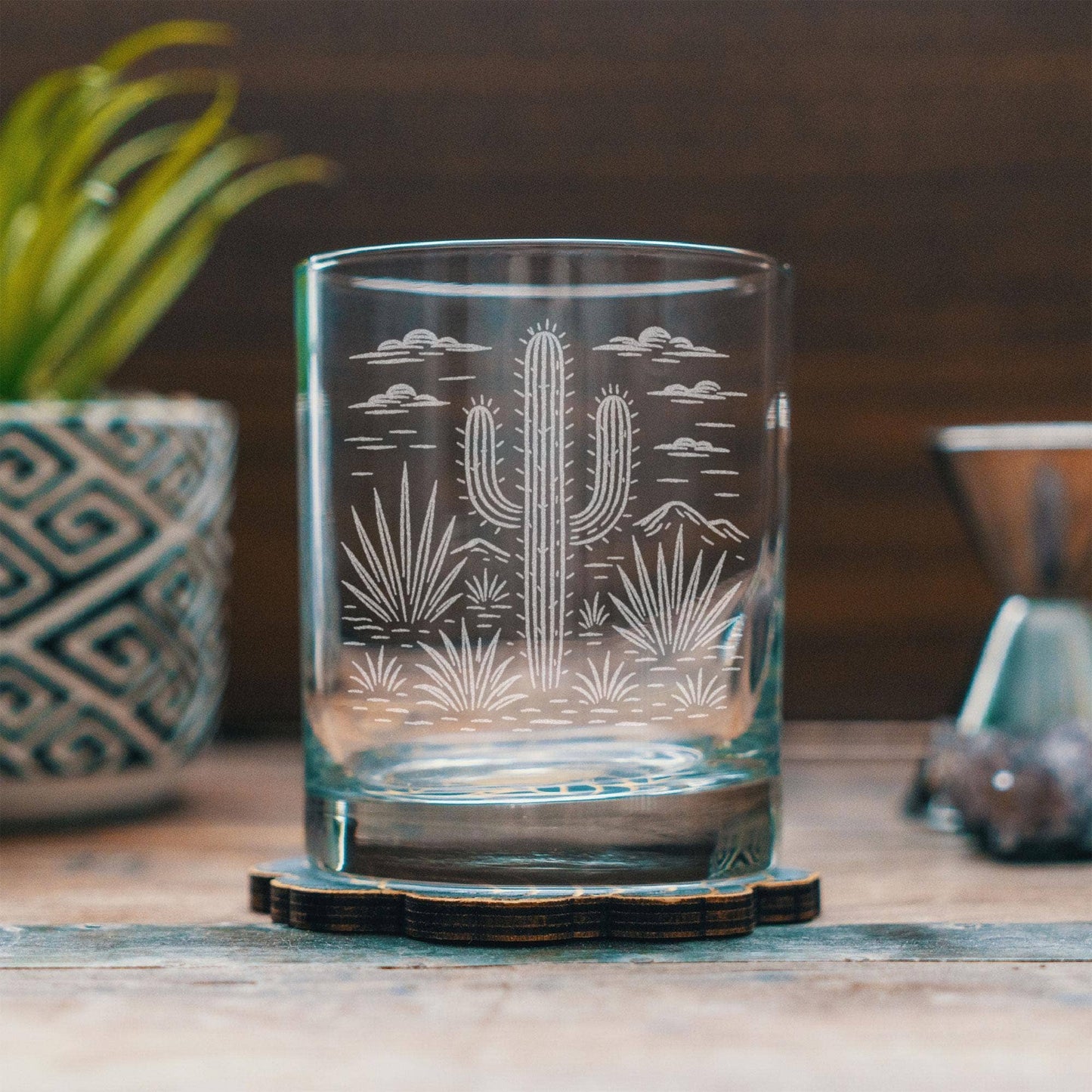 Saguaro Cactus Old Fashioned Glass