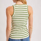 Stripe Ribbed Crew Neck Tank Top