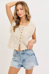 Boho Crochet Embroidery Gauze Floral Cotton Top