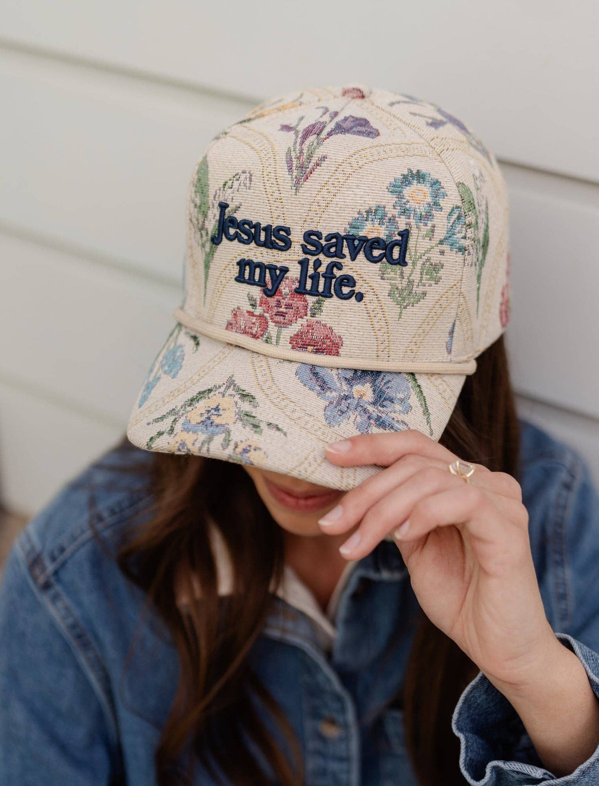 Jesus Saved My Life Floral Snapback Cap