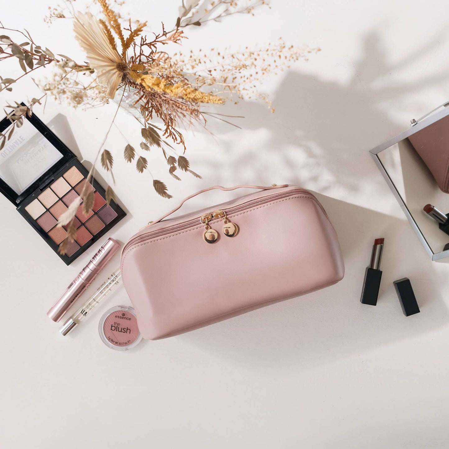 Pink Handheld Makeup Bag