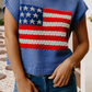 Flag Graphic Short Sleeve Sky Blue Sweater