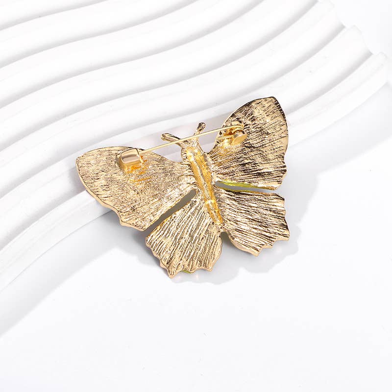 Vivid Green Enamel Butterfly Brooch