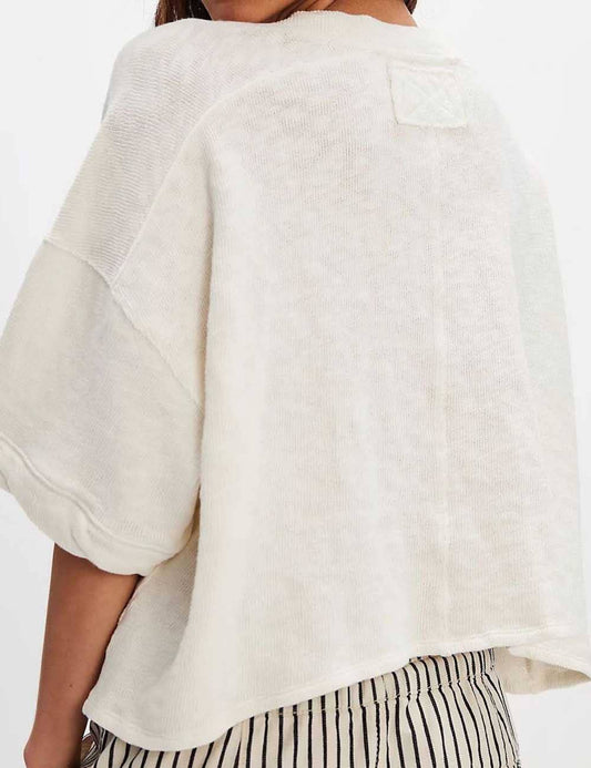 White Midi Sleeves Knitted Cardigan