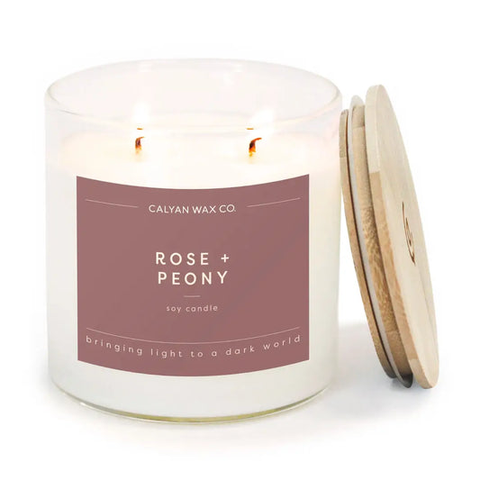 Rose + Peony Glass Tumbler Soy Candle