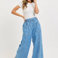Denim Pull On Wide-Leg Pants