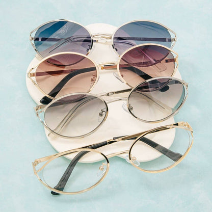 Oval Lens Metal Frame Sunglasses