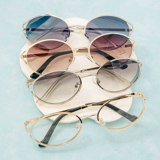 Oval Lens Metal Frame Sunglasses