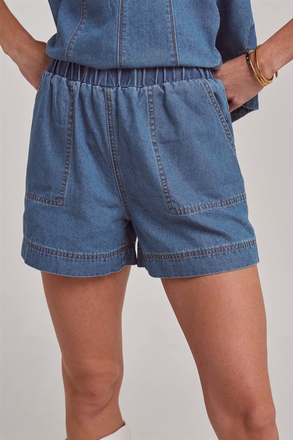 Sleeveless Denim Top + Short Set