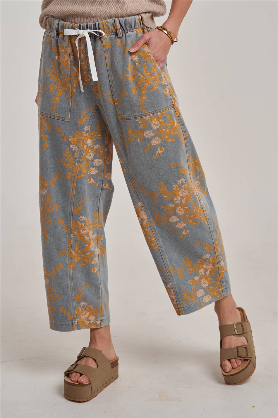 Mid Rise Denim Relaxed Floral Denim Jeans