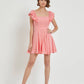 Coral Pink Ruffle Shoulder Flare Dress