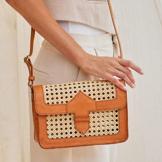 Rattan Cane Weave Convertible Clutch
