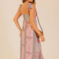Patchwork Print Tie-Shoulder Maxi Dress
