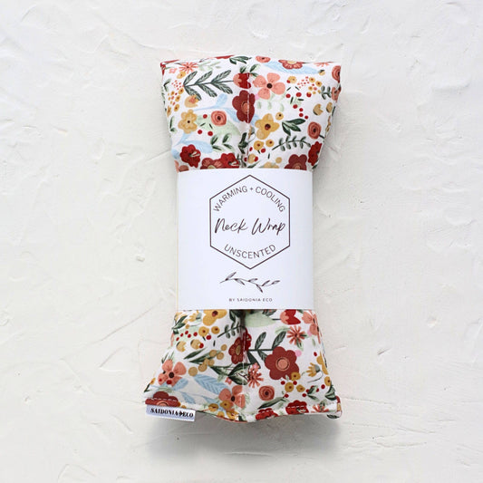 Boho Flowers Neck and Body Wrap Hot Cold Weighted Rice Bag