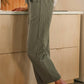 Olive Oatmeal Linen Striped Relax Pants