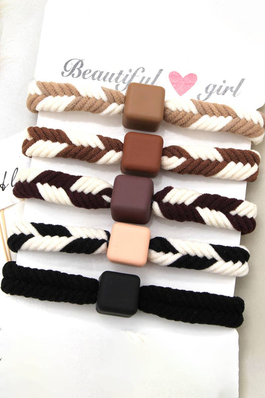 Two Tone Braided Hair Tie (5pcs)