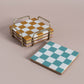 Checkered Coasters Colored with Stand