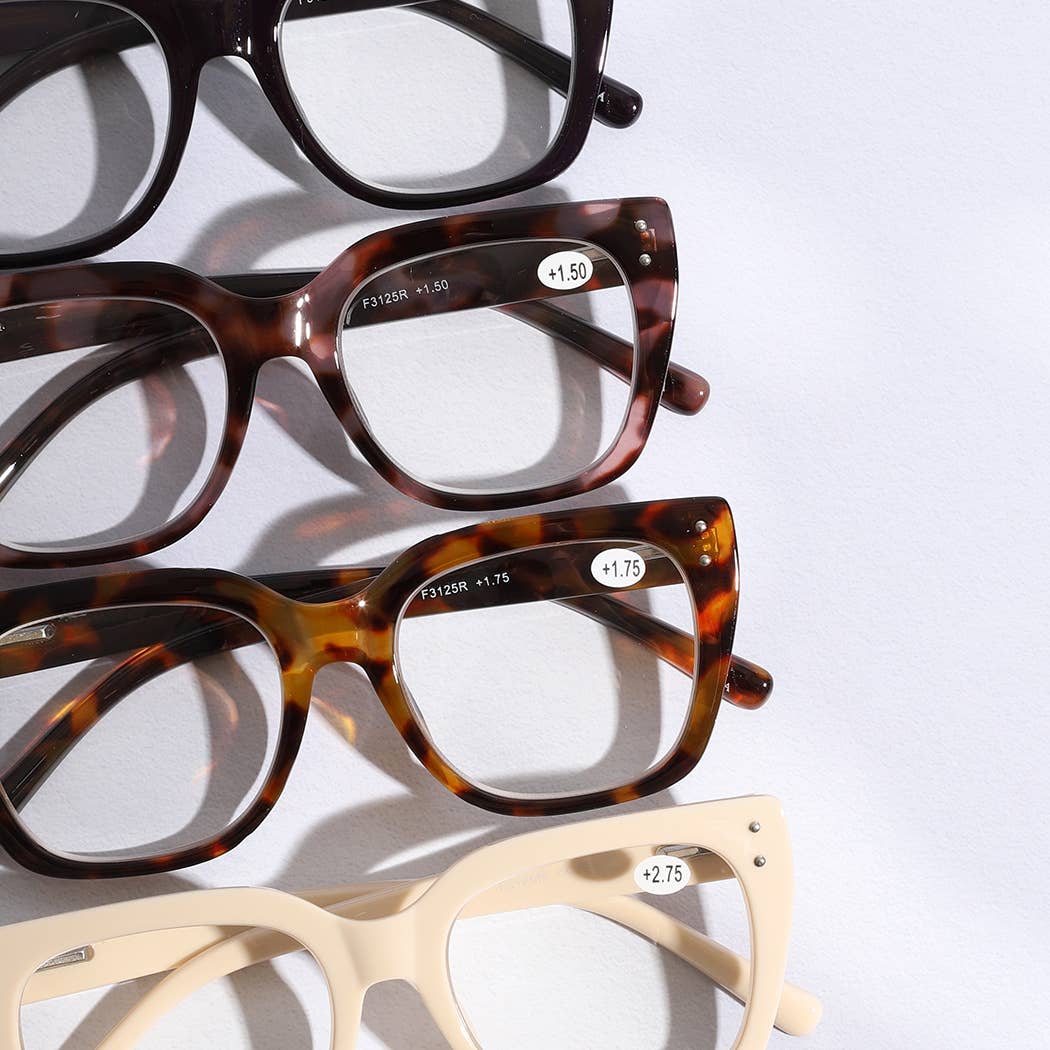 Wide Frame Glitter Side Reading Glasses