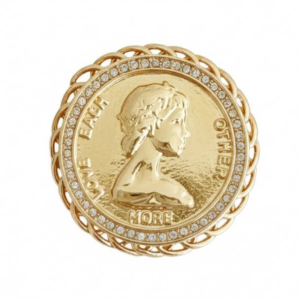 Vintage Medallion Coin Brooch Pin