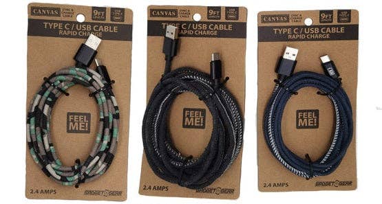 Charging Cable USB to USB-C Canvas 9 ft