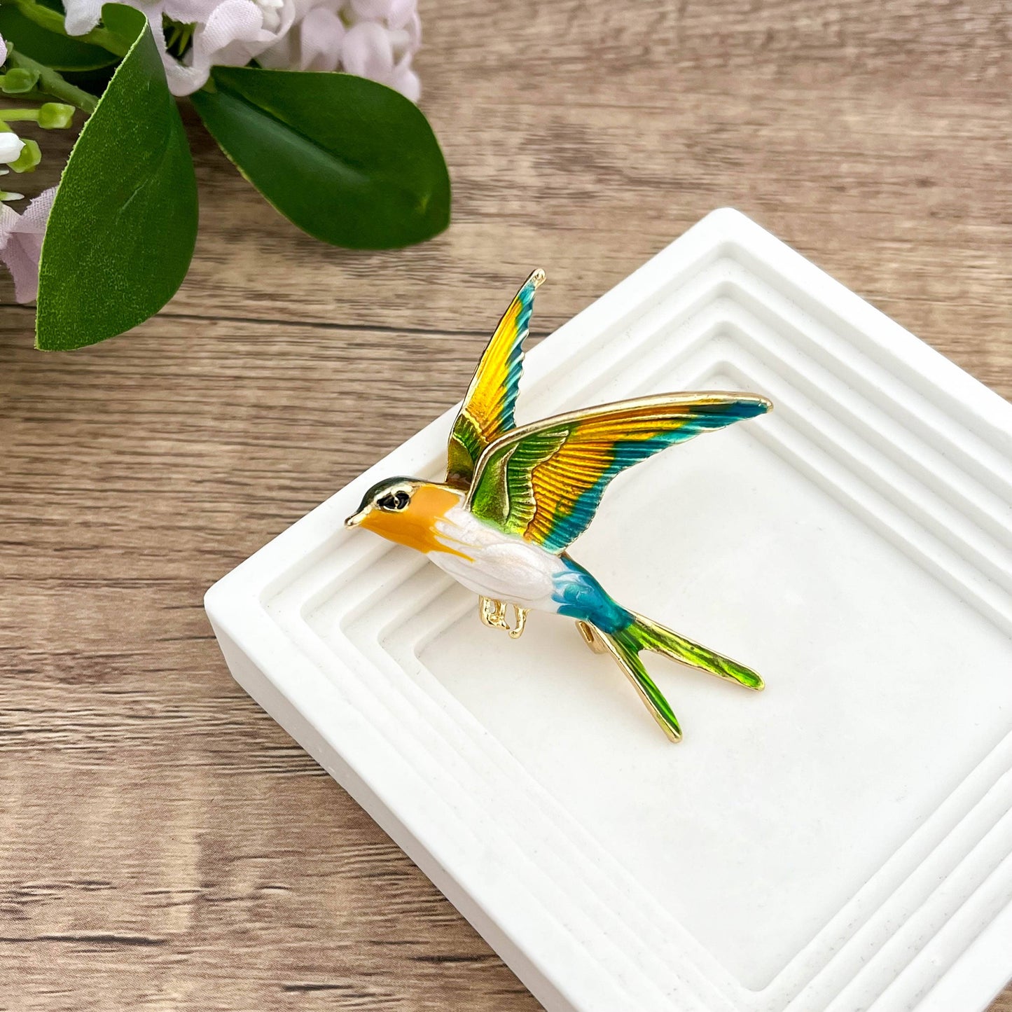 Colorful Metal Swallow Brooch
