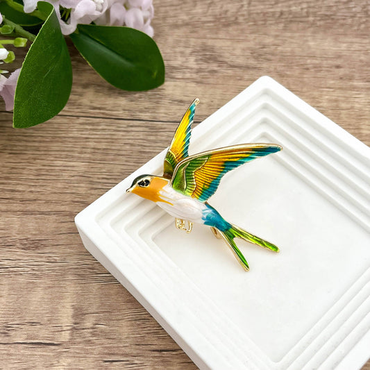 Colorful Metal Swallow Brooch
