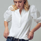 Ivory Puff Sleeve Henley Top