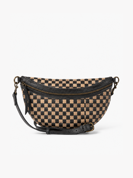 Black / Tan Basketweave Belt Bag