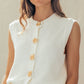 Textured Knit Vest Seashell Buttons