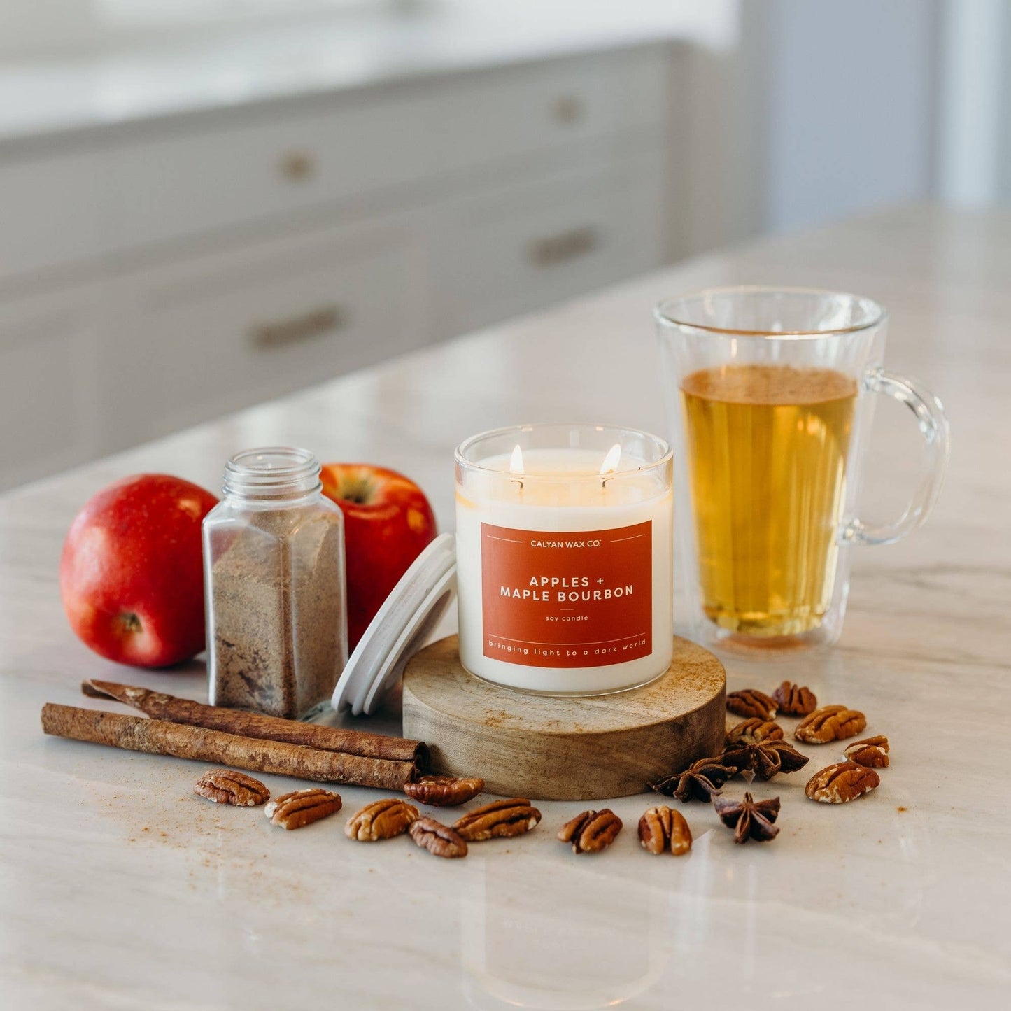 Apples + Maple Bourbon Glass Soy Candle