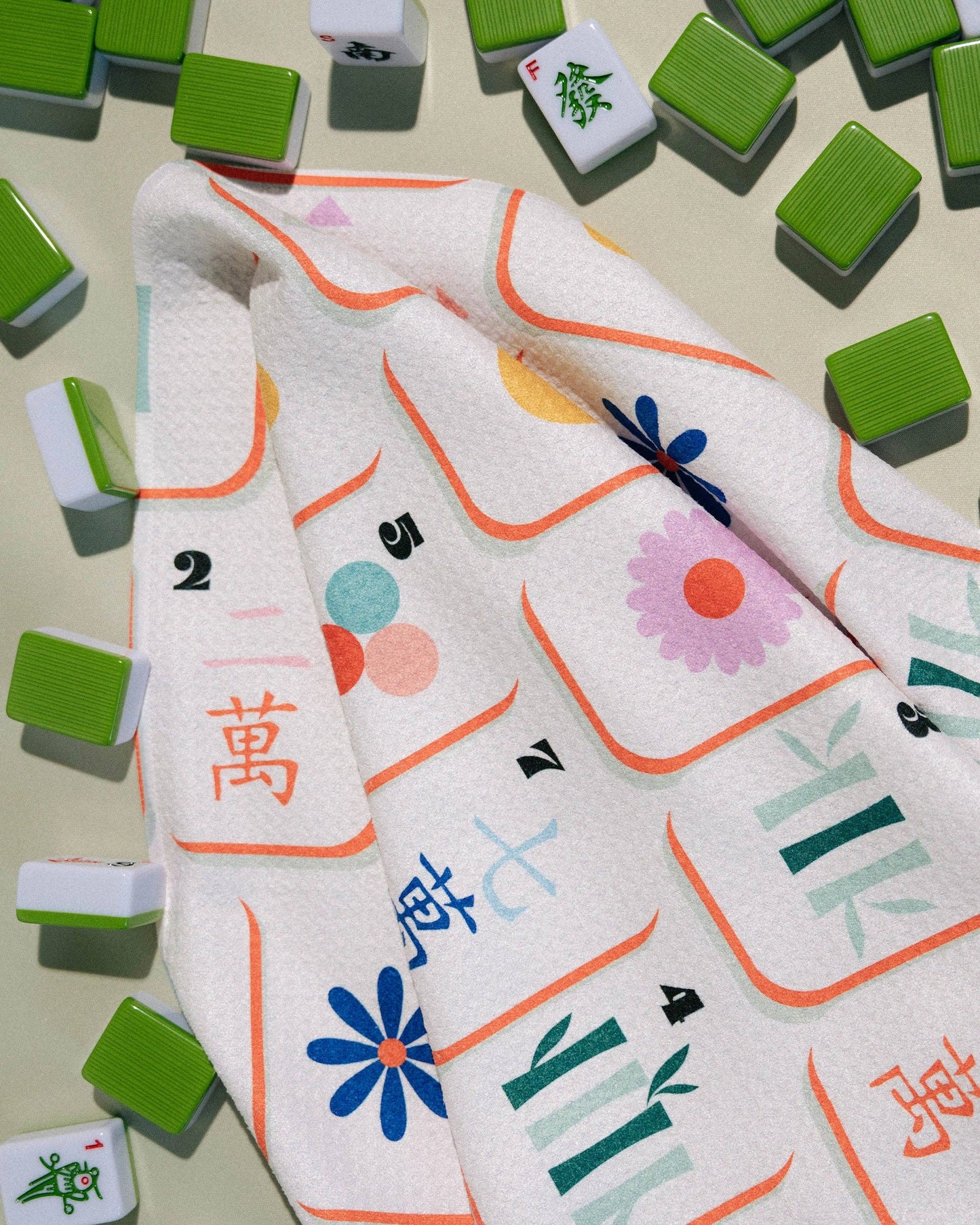 Pink Mahjong Tile Toss Tea Towel