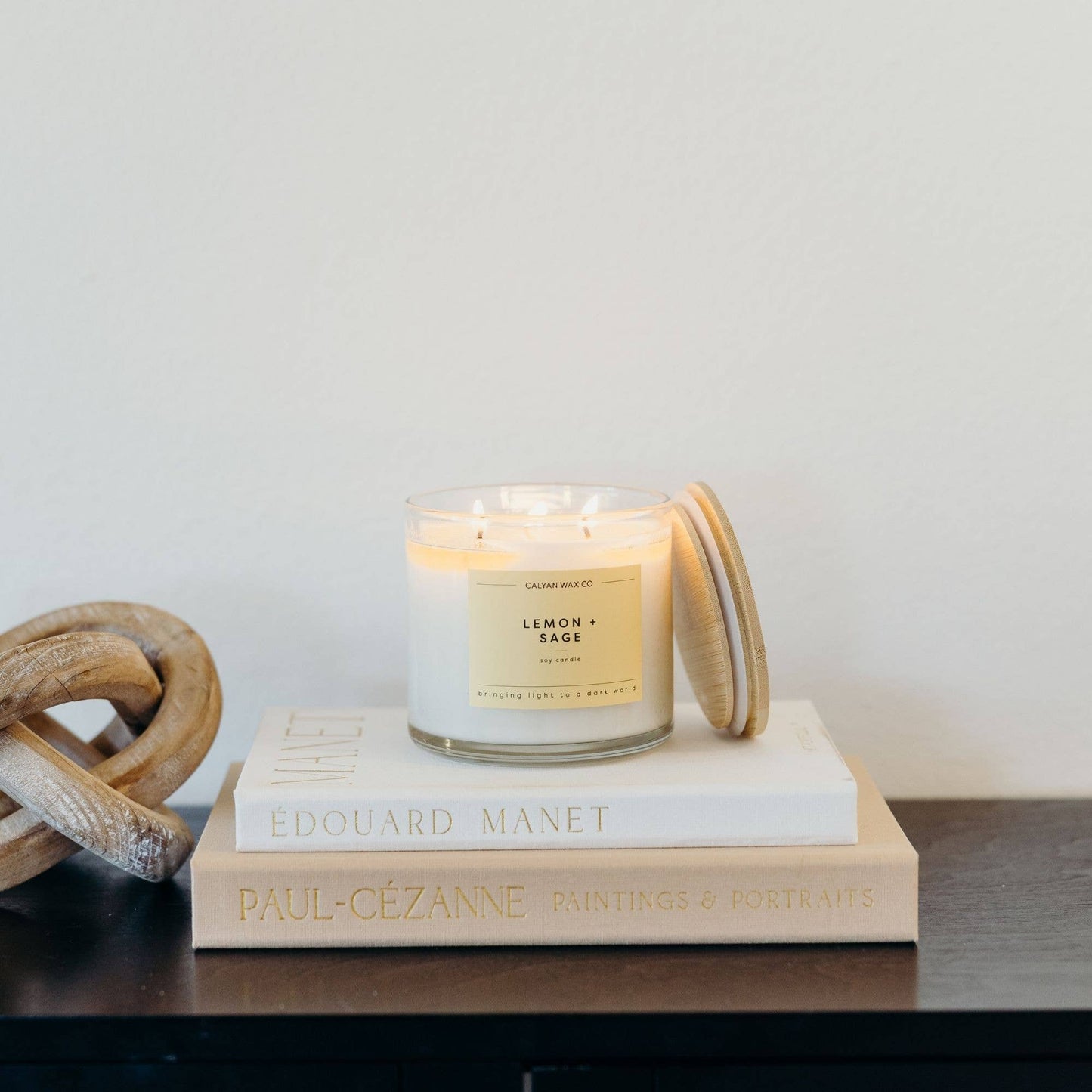 3 Wick Lemon + Sage Glass Tumbler Soy Candle
