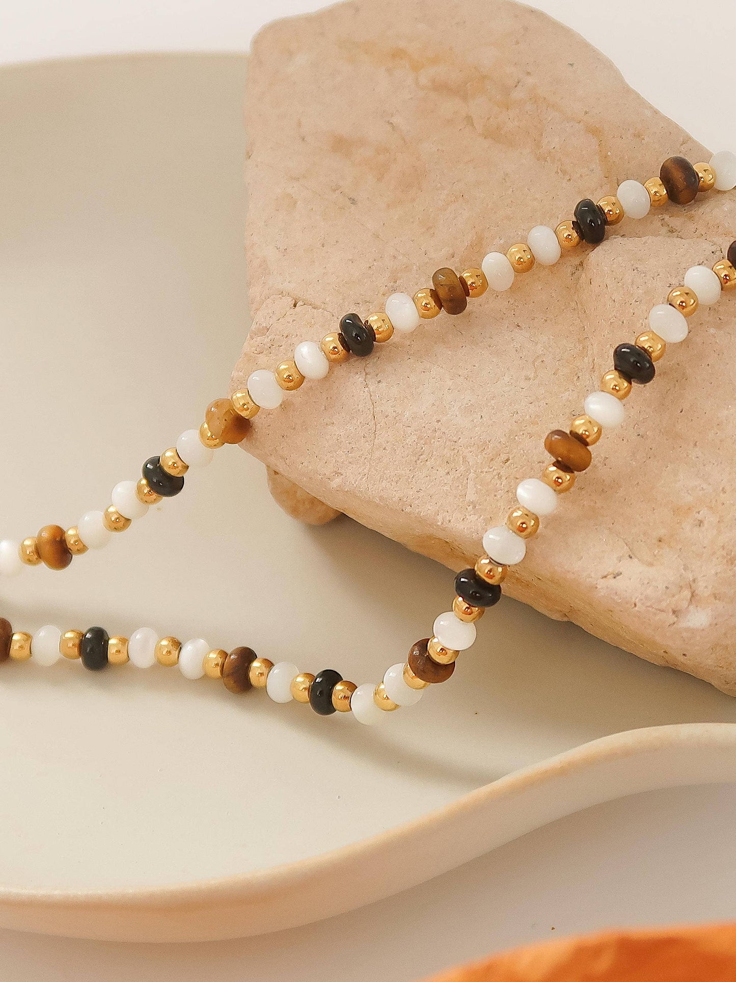 18K Gold Non-Tarnish Boho Beaded Necklace