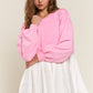Pink Colorblock Terry Pleated Mini Dress