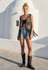 Western Tapestry Fringed Vest