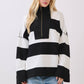 Varsity Black/White Stripe Zip Pullover