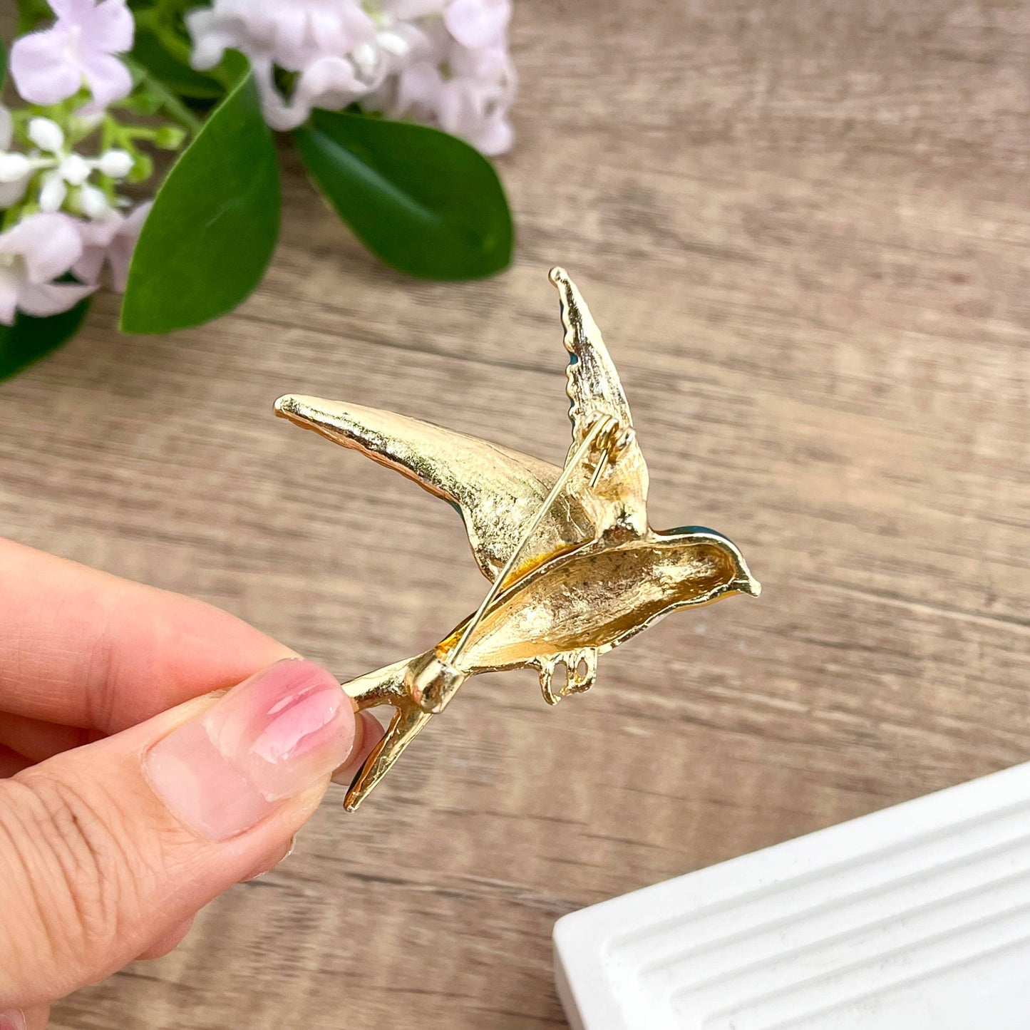 Colorful Metal Swallow Brooch