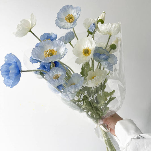 22'' Single Flocked Colorful Silk Poppies Spay