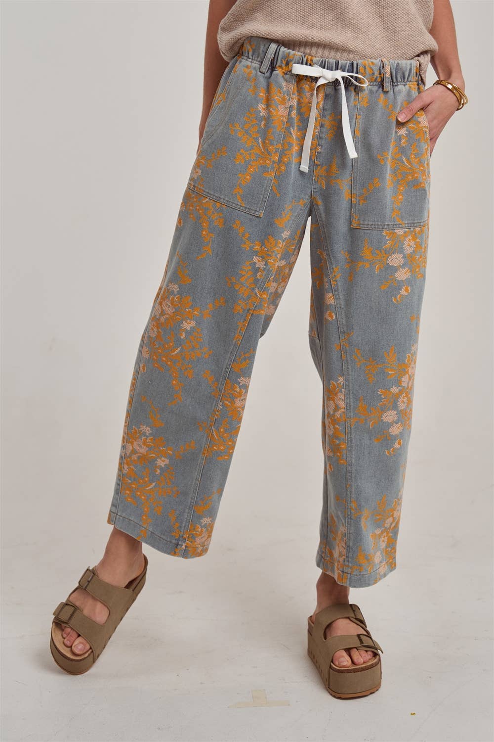 Mid Rise Denim Relaxed Floral Denim Jeans